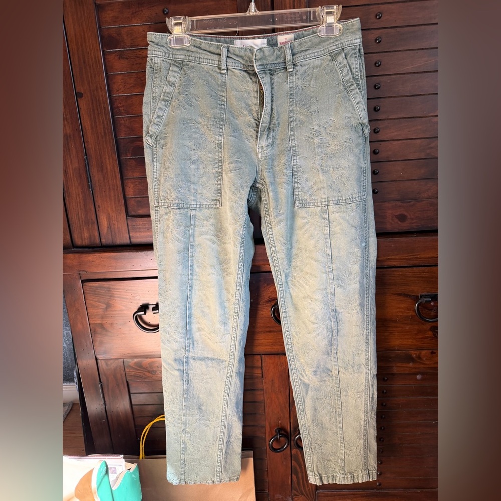Anthropologie Teal Textured Pants
